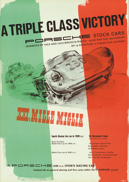 Porsche Mille Miglia victory poster A1