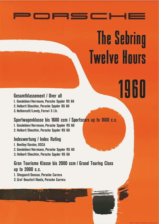 Porsche Sebring twelve hours 1960 poster A1