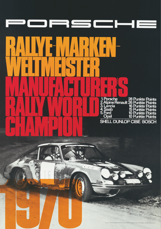 Porsche rally world champion 1970 poster A1